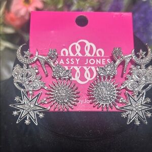 Sassy Jones Silver Miss Universe Sun and Star Earrings